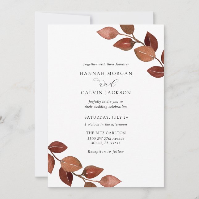 Rustic Autumn Branches Wedding Invitation (Front)
