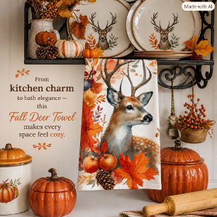 Rustic Autumn Buck Fall Foliage Hand Towel