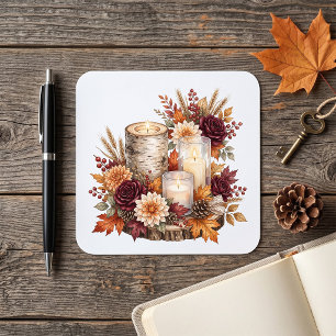 Rustic Autumn Candle Floral Centerpiece Square Sticker