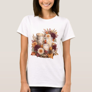 Rustic Autumn Candle Floral Centerpiece T-Shirt