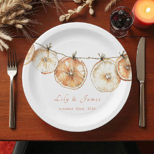 Rustic Autumn Citrus Dried Orange Garland Paper Plate