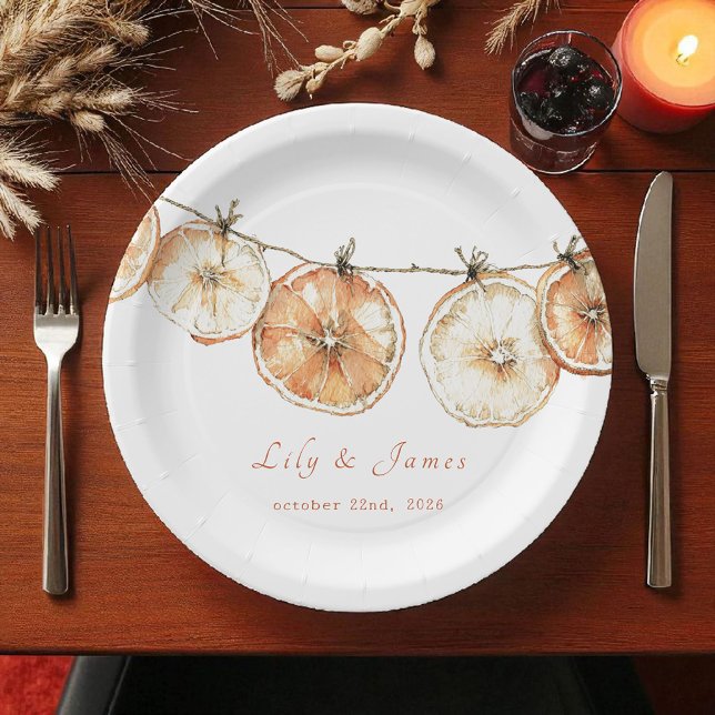 Rustic Autumn Citrus Dried Orange Garland Paper Plate (Creator Uploaded)