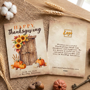 Rustic Autumn Corporate Client Thanksgiving Holiday Card