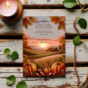 Rustic Autumn Countryside Wedding Invitation