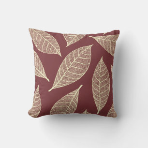 Rustic Autumn Cream Leaf Skeletons & Pear Red Cushion