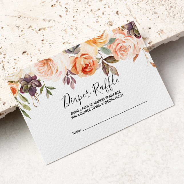 Rustic Autumn Elegant Floral Diaper Raffle Enclosure Card (Creator Uploaded)