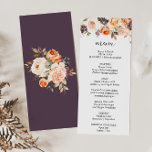 Rustic Autumn Elegant Floral Dinner Menu Card<br><div class="desc">This rustic autumn elegant floral dinner menu card is perfect for a simple wedding. The design depicts hand-drawn gold,  purple,  yellow,  and blush beautiful roses with green leaves,  inspiring the colourful beauty of autumn.
This menu can be used for a wedding reception,  rehearsal dinner,  bridal shower or any event.</div>