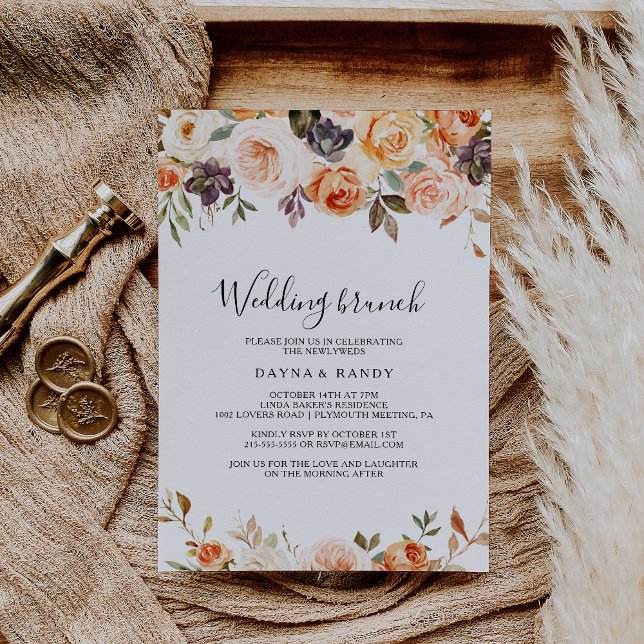 Rustic Autumn Elegant Floral Wedding Brunch Invitation (Creator Uploaded)