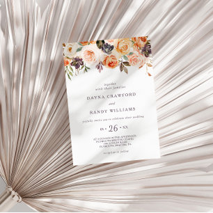 Rustic Autumn Elegant Floral Wedding Invitation