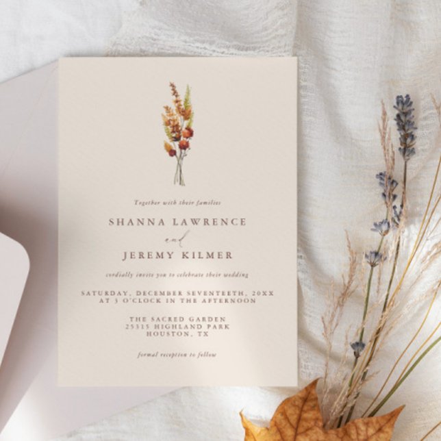 Rustic Autumn Elegant Minimal Wedding | Invitation (Available for print and instant digital download!)