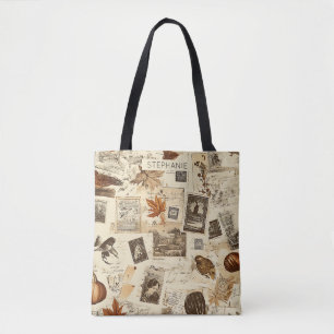 Rustic Autumn Ephemera Collage   Warm Earthy Tote Bag