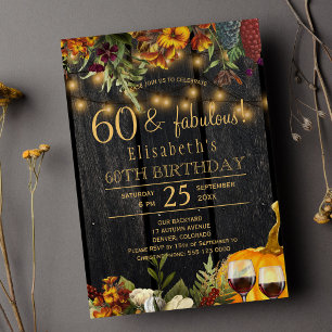 Rustic autumn fall any age milestone birthday invitation