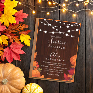 Rustic Autumn Fall Botanical Bouquet Wedding Invitation