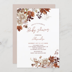Rustic Autumn Fall Floral Baby Shower Invitation