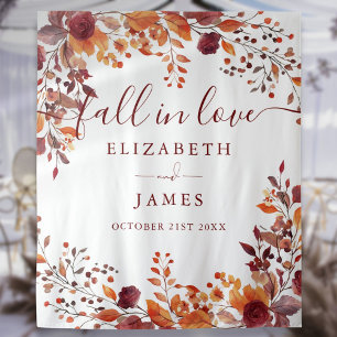 Rustic Autumn Fall Floral Photo Booth Backdrop Tapestry