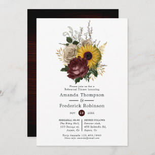 Rustic Autumn - Fall Floral Rehearsal Dinner Invitation