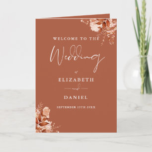 Rustic Autumn Fall Floral Script Wedding Program
