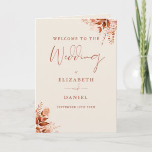 Rustic Autumn Fall Floral Script Wedding Program