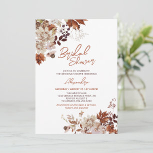 Rustic Autumn Fall Floral Wedding Bridal Shower Invitation