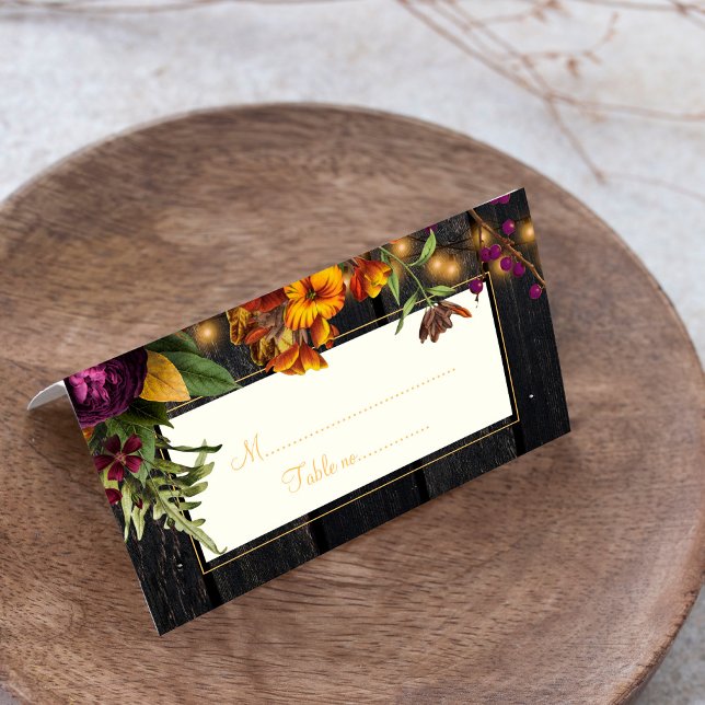 Rustic autumn fall floral wedding place card (Creator Uploaded)