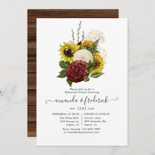Rustic Autumn Fall Floral Wedding Rehearsal Dinner Invitation