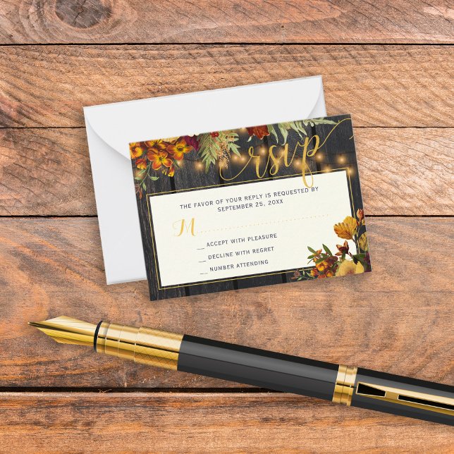 Rustic autumn fall floral wedding RSVP enclosure Card (Creator Uploaded)