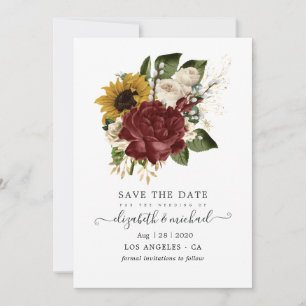 Rustic Autumn - Fall Floral Wedding Save The Date