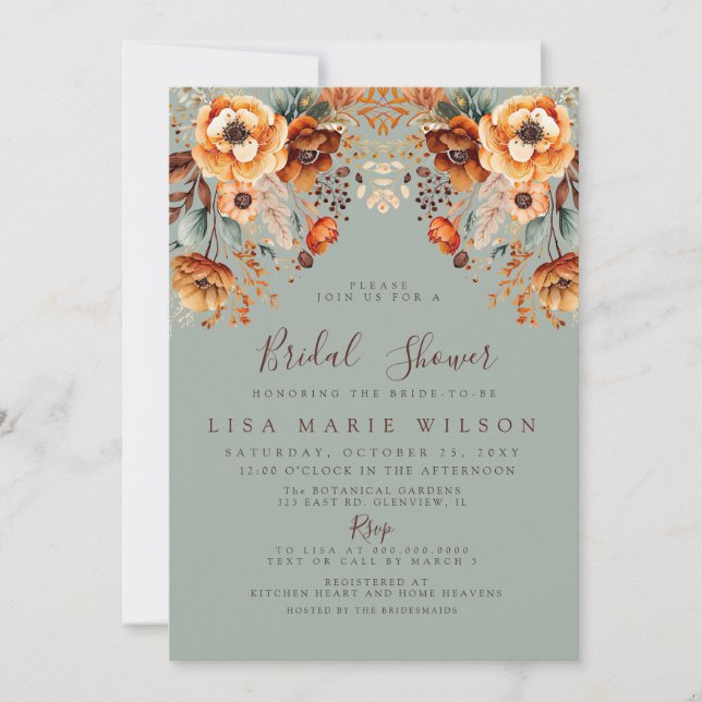 Rustic Autumn Fall Foliage Fall Bridal Shower Invitation (Front)