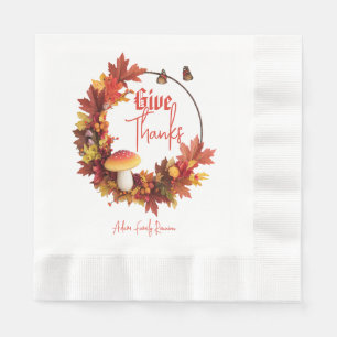 Rustic Autumn Fall Give Thanks Napkin