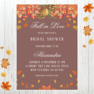 Rustic Autumn Fall in Love Bridal Shower  Invitation