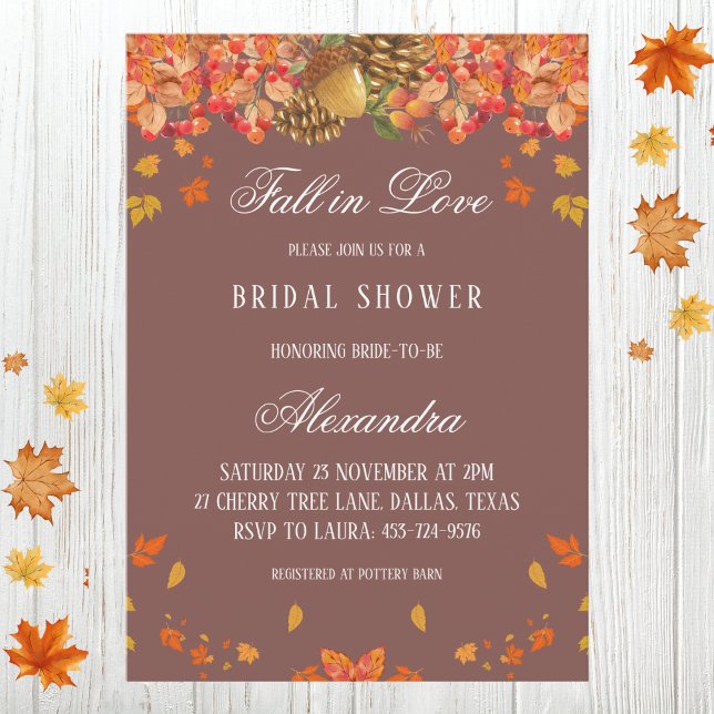 Rustic Autumn Fall in Love Bridal Shower  Invitation (Creator Uploaded)