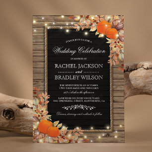 Rustic Autumn Fall Invites Wood Barn Wedding
