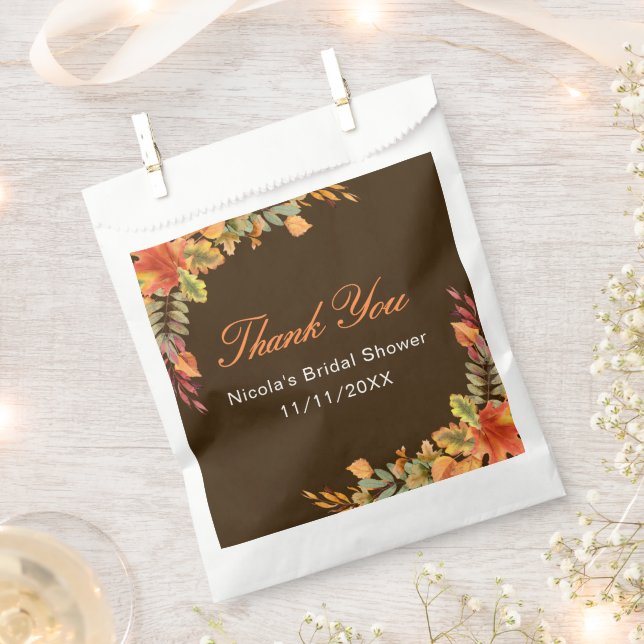 Rustic Autumn Fall Leaves Bridal Shower Favour Bag (Clipped)