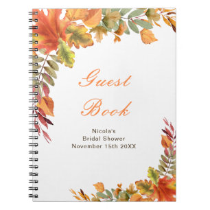 Rustic Autumn Fall Leaves Bridal Shower Guest Book
