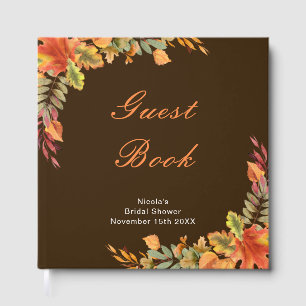 Rustic Autumn Fall Leaves Bridal Shower Guest Book