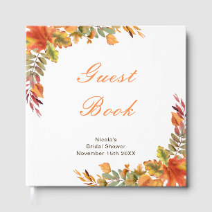Rustic Autumn Fall Leaves Bridal Shower Guest Book