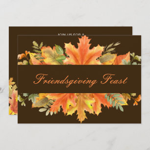 Rustic Autumn Fall Leaves Friendsgiving Feast Invitation