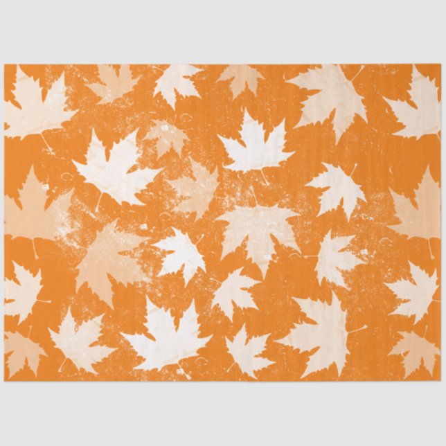 Rustic Autumn Fall Leaves Pattern Tissue Paper (Front)