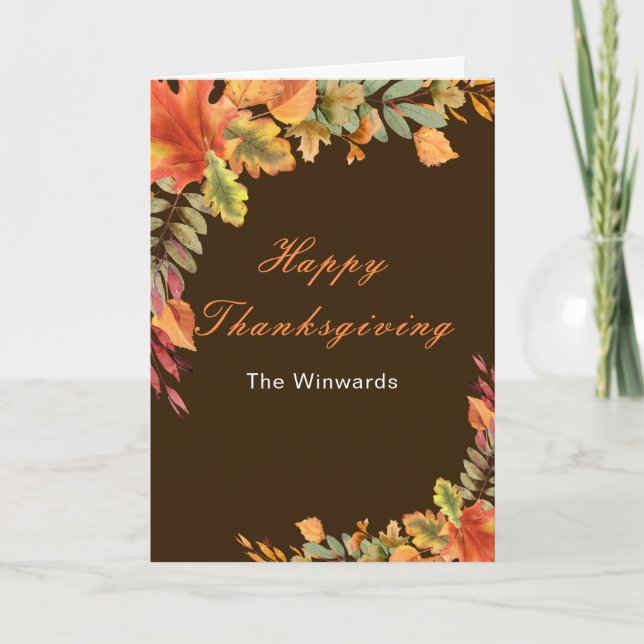 Rustic Autumn Fall Leaves Thanksgiving Party Holiday Card (Front)