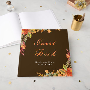 Rustic Autumn Fall Leaves Wedding Guest Book