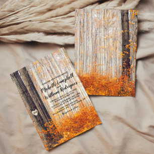 Rustic Autumn Fall Leaves Wedding Invitation