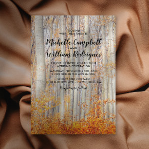 Rustic Autumn Fall Leaves Wedding Invitation