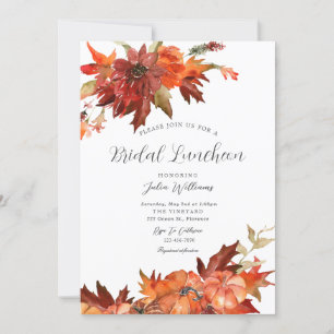 Rustic Autumn Fall Pumpkin Bridal Luncheon Wedding Invitation