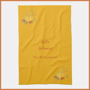 Rustic Autumn Fall Pumpkin Colour Kitchen Towel