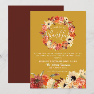Rustic Autumn Fall Pumpkin Thanksgiving Dinner Invitation