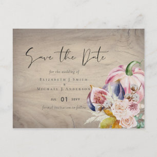 Rustic Autumn Fall Pumpkins Figs Flowers Wedding Postcard