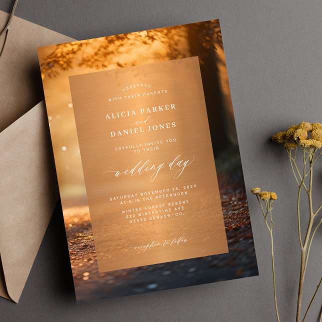 Rustic autumn fall tree lights wedding invitation (Creator Uploaded)