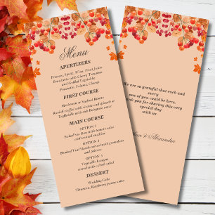 Rustic Autumn Fall Wedding Menu