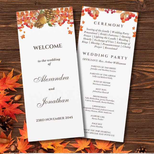 Rustic Autumn Fall Wedding Program (Creator Uploaded)