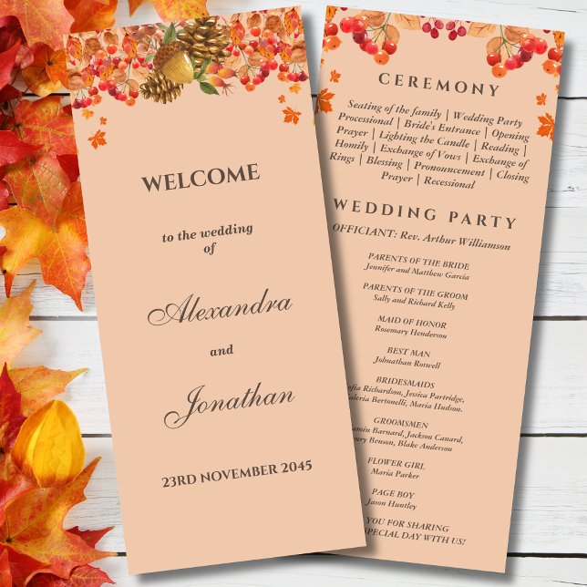 Rustic Autumn Fall Wedding Program (Creator Uploaded)